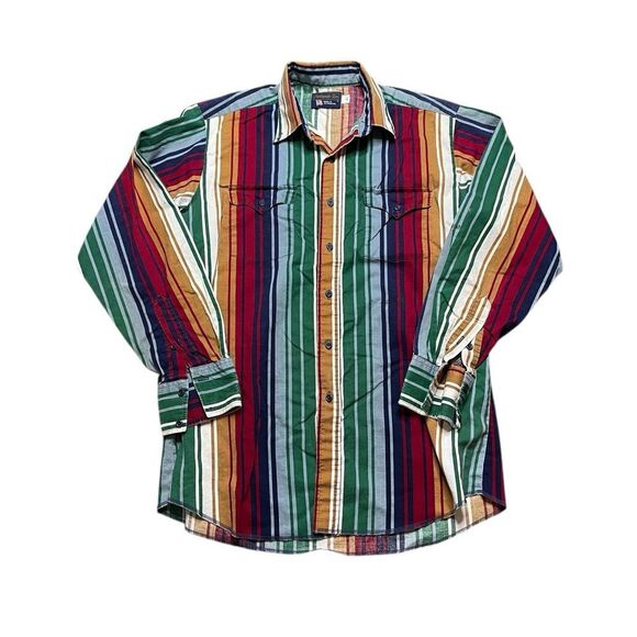 Vintage Panhandle Slim Red and Green Casual Button Down Shirt Size Large - Picture 1 of 10